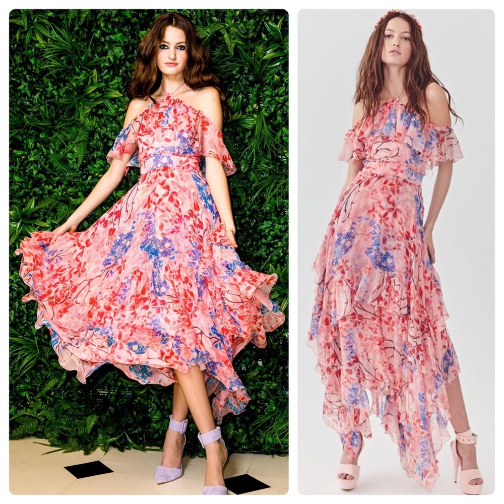 ALICE + OLIVIA Galina Handkerchief Maxi Dress